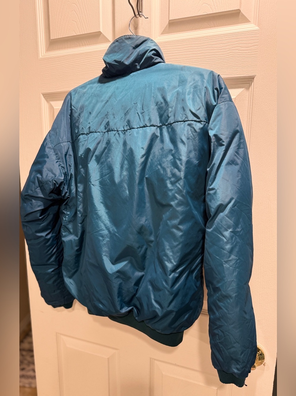 VTG 90s Columbia Reversible Down Puffer Jacket Men's Small Teal Purple - Picture 6 of 12